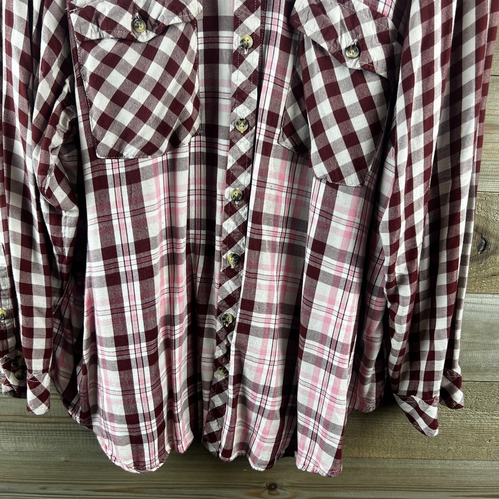 Torrid Womens Shirt Lizzie Rayon Twill Button Up Long Sleeve Plaid‎ Preppy 3X - Picture 3 of 8